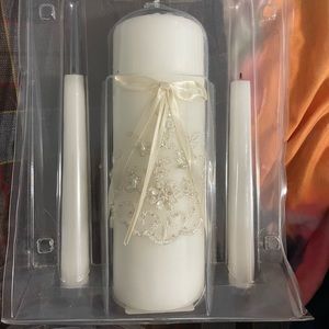 Wedding candle. Ivory, Pearl and lace.
